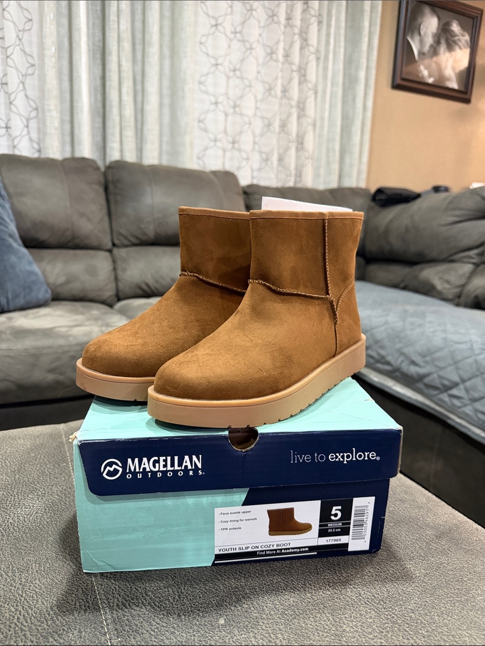 Magellan Outdoors Women’s/Kids Brown Suede Slip-On Winter Boots